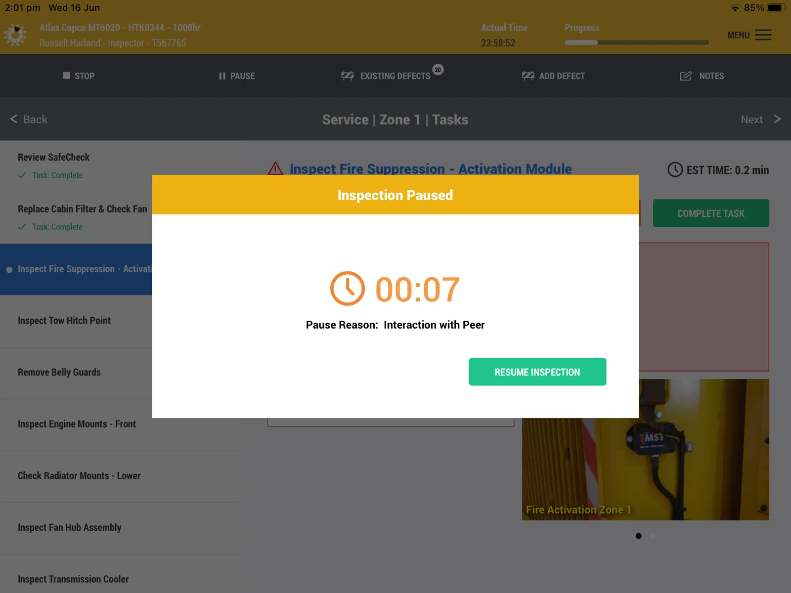 Pause timer
