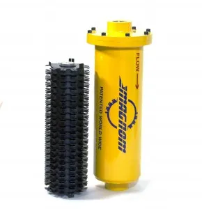 A yellow Magnom 20-core IPU standing beside its removed core